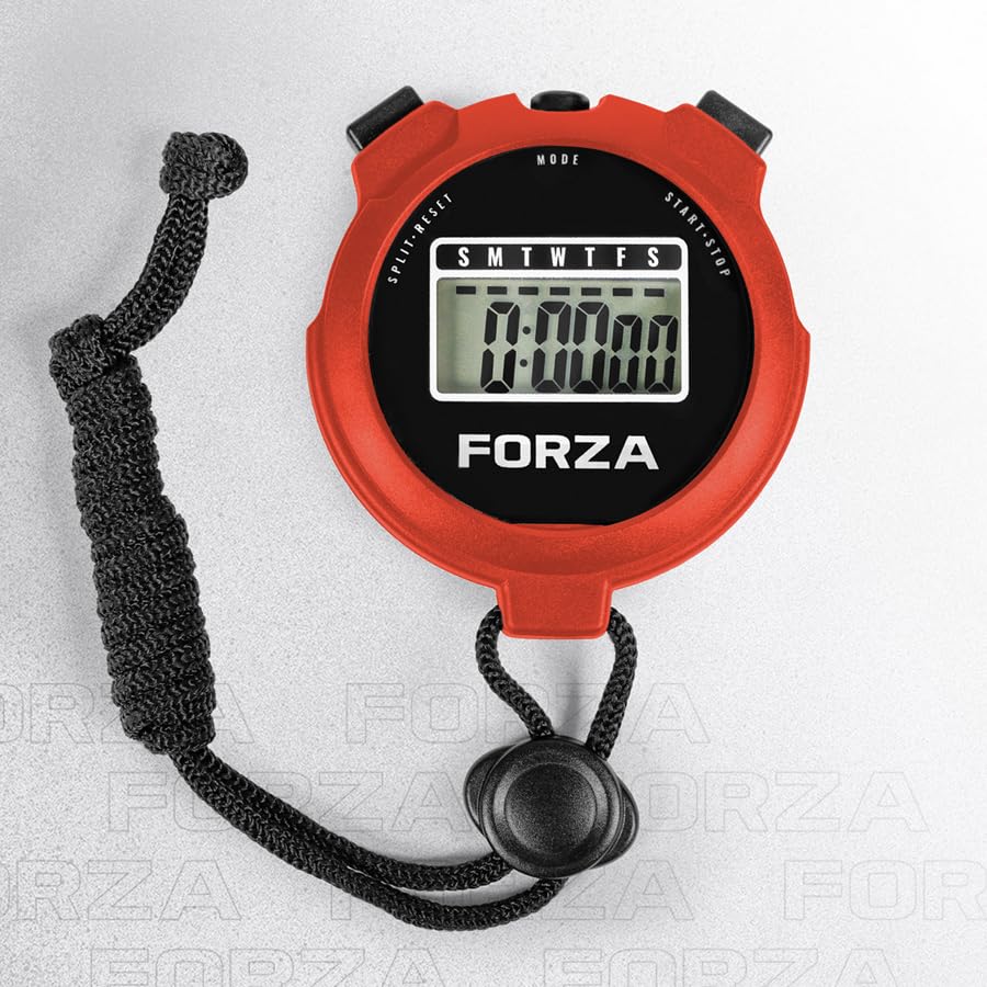 FORZA Stopwatch | Multi-Functional Sports Stopwatch Timer for Coaches, Athletes and Schools with Water-Resistant, Easy-to-Read Display - Choose Your Colour! (Red, Pack of 10)