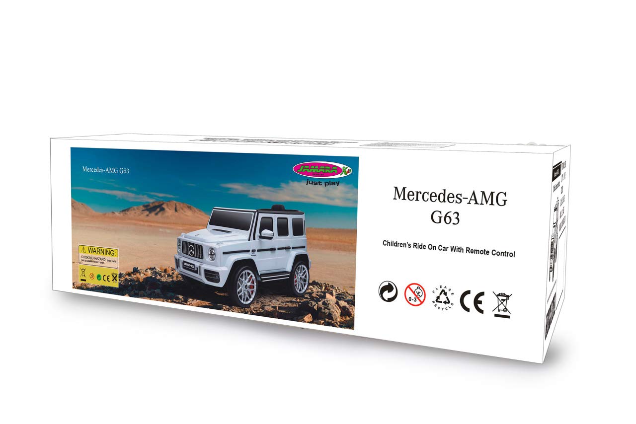 JAMARA 460641 – Ride-on Mercedes-Benz AMG G 63 12 V – 2 marce, 2 potenti motori di azionamento, batteria da 12 V, lunga durata, USB, indicatore della batteria, soft-start, asse posteriore