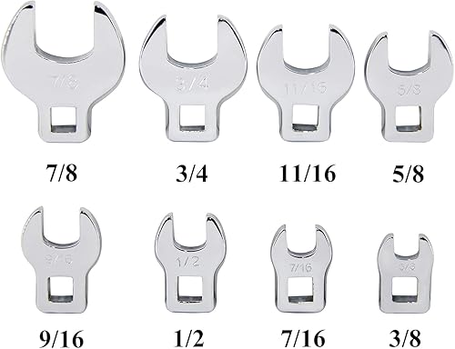 Miniatura 2 de GOSWIFT Juego de 8 llaves de freno de 38 pulgadas de 38 pulgadas a 78 pulgadas métricas imperiales cromadas con patas de cuervo abiertas