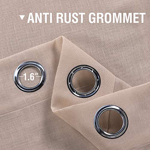 H.versailtex Light Filtering Linen Curtains Sheer Curtains 63 Inch Length Silver Grommet Top, Window Linen Sheer Curtain Panels For Living Room/Bedroom Privacy Protection (Solid Natural, 2 Panels) #TOP5