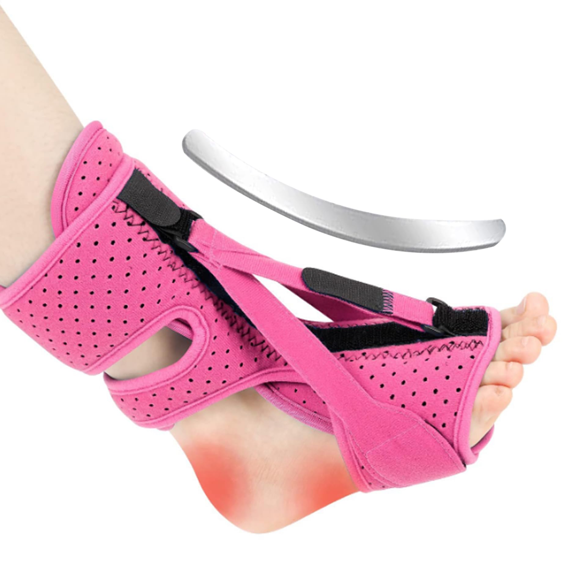 Plantar Fasciitis Night Splint Lightweight Foot Drop Brace Relief Heel Pain Foot Drop Ankle Support for Men Women Pink Foot Drop Splint Plantar Fasciitis Night Splint Foot Drop Ankle Support Plantar