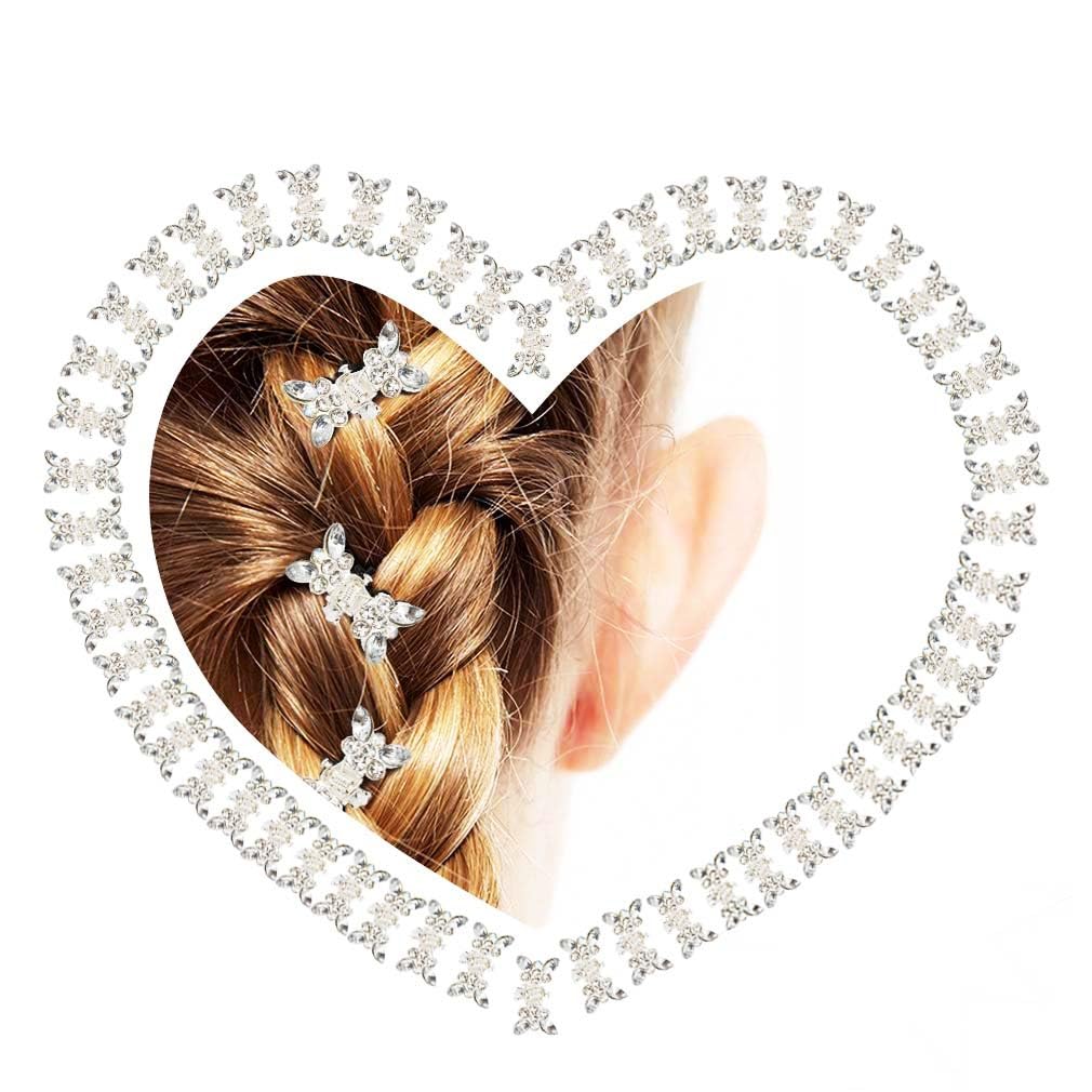 Mini Crystal Hair Accessories: Sparkly Rhinestone Hair Claw Clips, Tiny Bling Floral & Butterfly Metal Clips for Jewelry Styling - Image 4