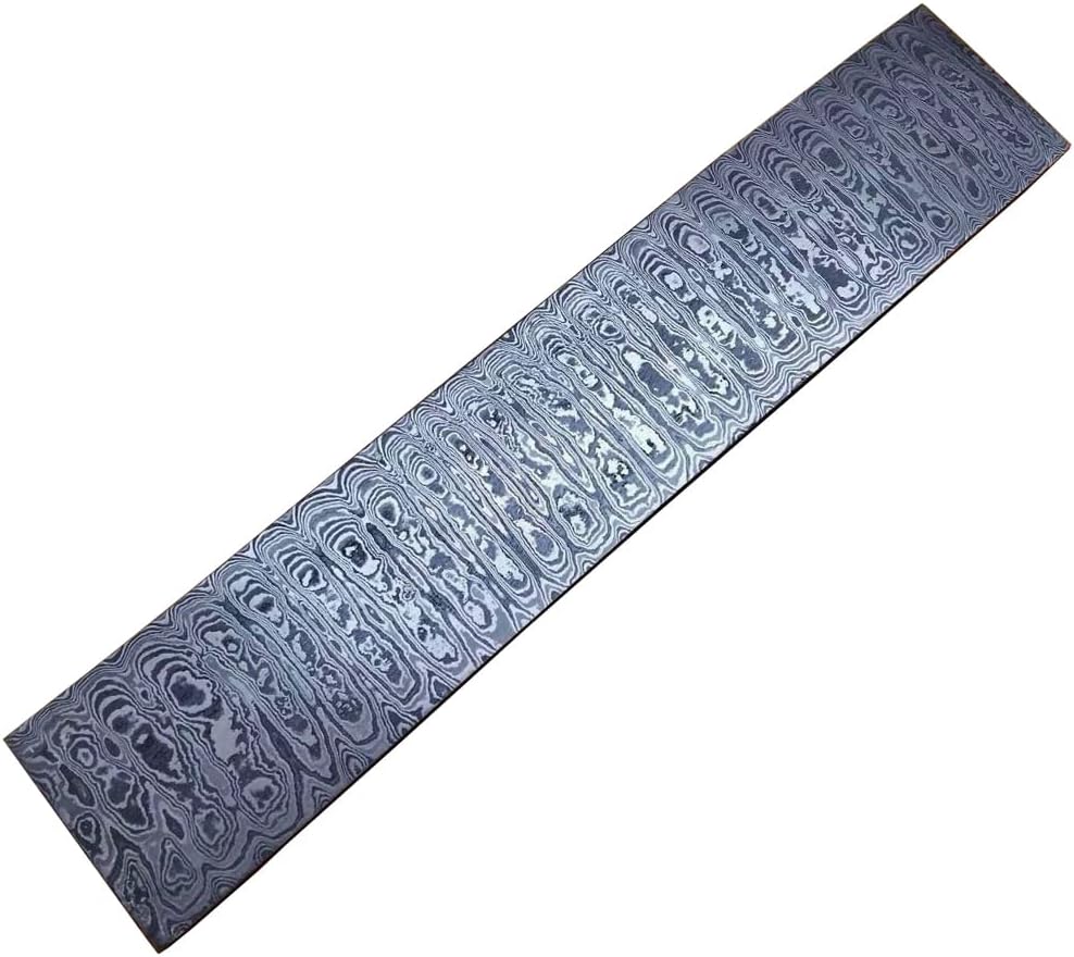 Handmade Ladder Pattern Damascus Steel Billet Bar – Premium Knife Making Steel for Bladesmiths & Custom Knives (12" inches)