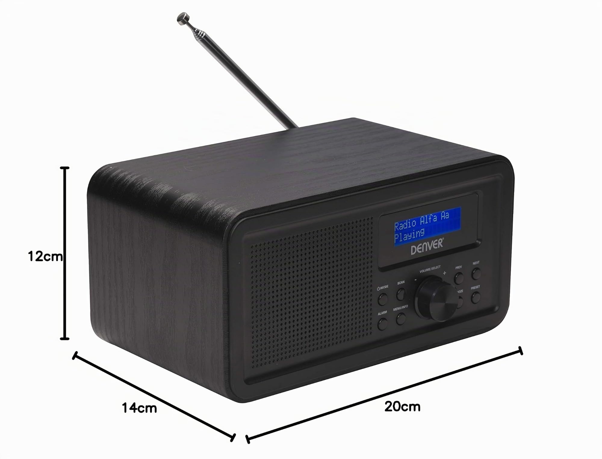 Denver DAB-30 DAB+ Radio mit FM Tuner und Weckerfunktion, Schwarz