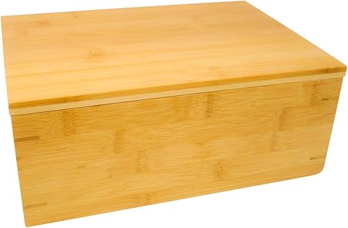 Trademark Innovations Caja de almacenamiento de madera de bambú de 11"