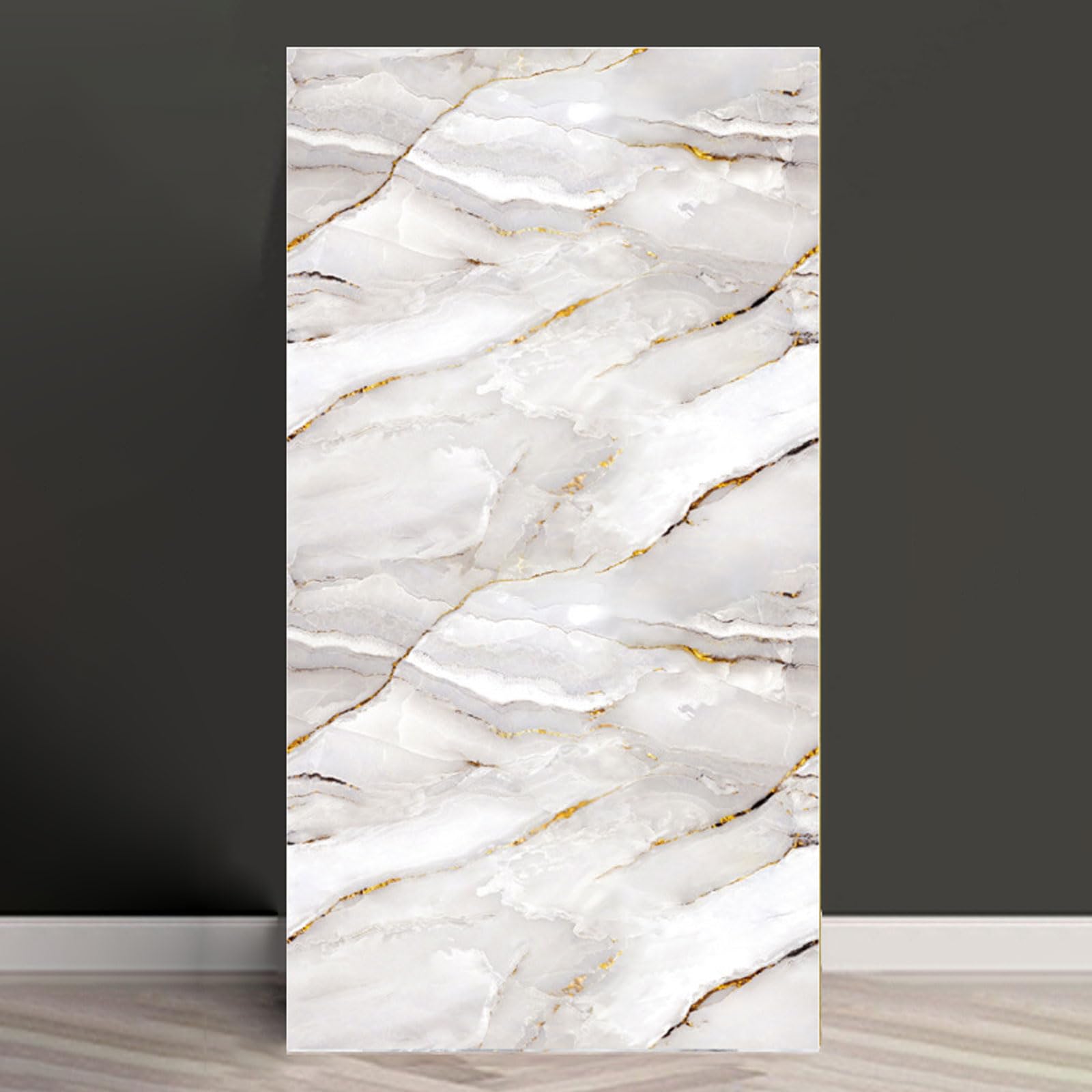 ByteRunning Marble Tiles,Waterproof Vinyls Self Adhesive Wall Tiles,Thicken Self Adhesive Wall Tiles Waterproof Backsplash,Glue Up Ceiling Panels,Easy Installation/Cutting,PVC Shower Walls Panels