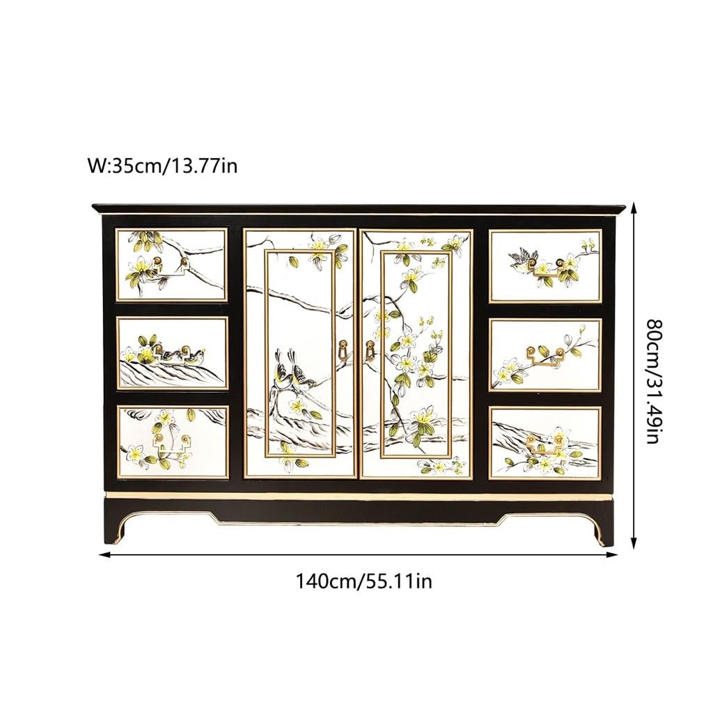 eexbz Side Board Chinese Style Solid Wood Porch Cabinet Light Luxury Entrance Hall Living Room Shoe Cabinet Dining Sideboard Sideboard Storage Cabinet(M:140X35X85CM)