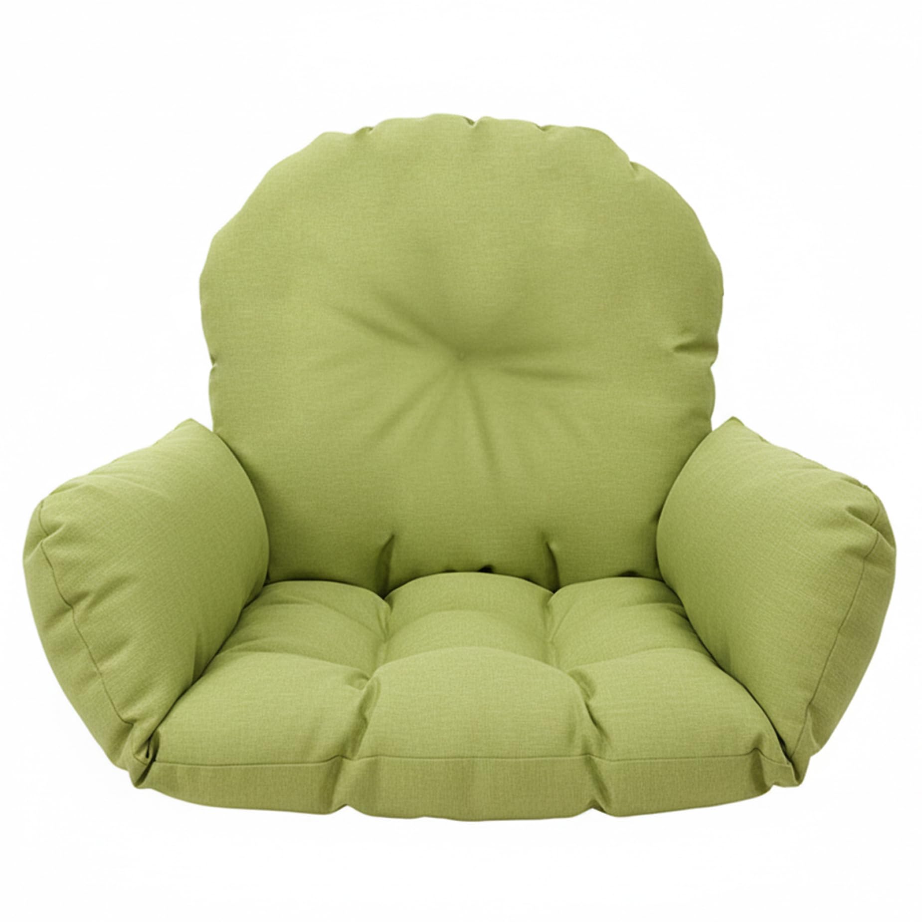 Ameble Egg Chair Cushion Replacement Thick & Plush Hanging Chair Cushion with Ergonomic Support Oversized Cotton Linen Pad for Indoor Outdoor (Green)
