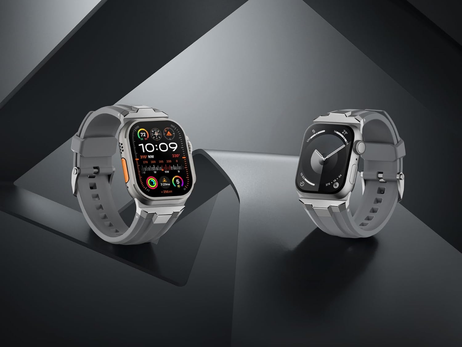 Suitisbest Sport Band for Apple Watch Ultra 2/Ultra Bands 49mm 46mm 45mm 44mm 42mm(Series 3), Wide Rugged 316L Stainless Steel Connector Durable Silicone Band for iWatch Ultra 11 10 9 8 7 6 5 4 3 SE - Image 5