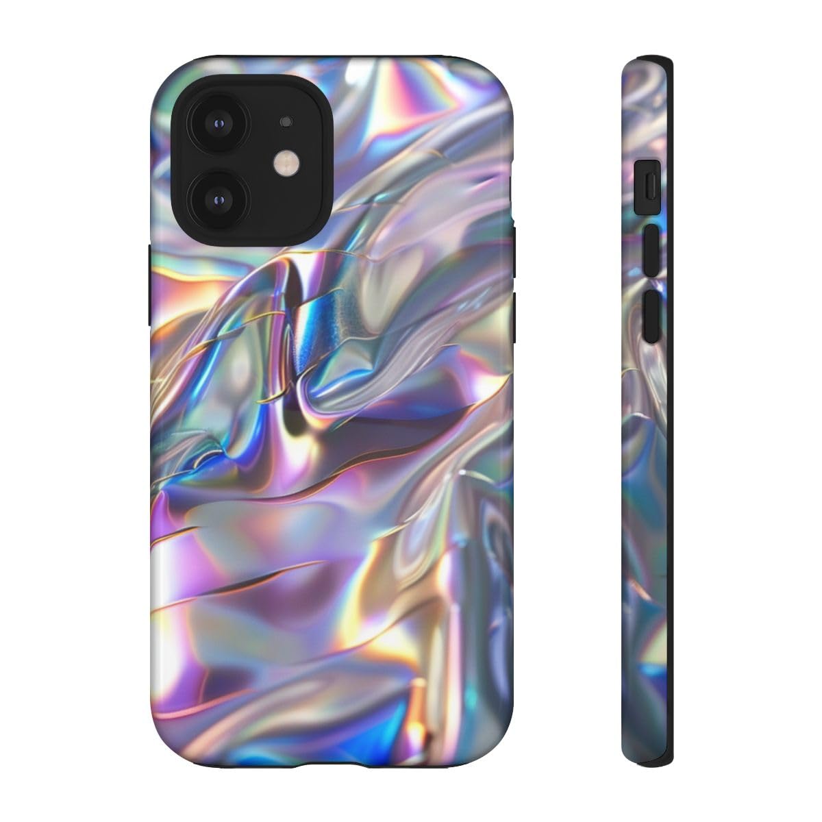 Coque iPhone 12 rigide brillante et holographique irisée