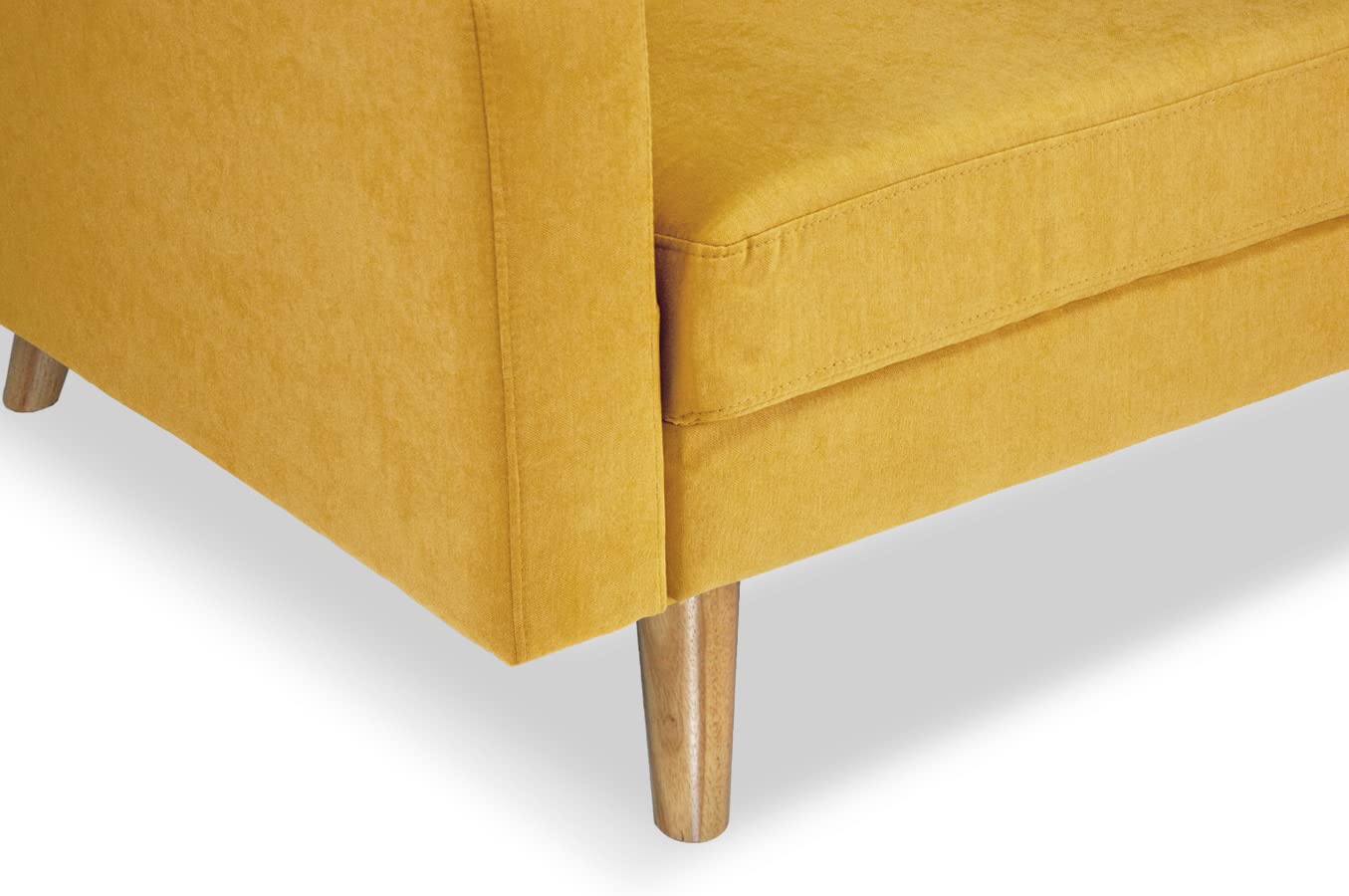 SAMIRA Divano 3 posti in tessuto vellutato giallo piedi in legno mod. Cloe