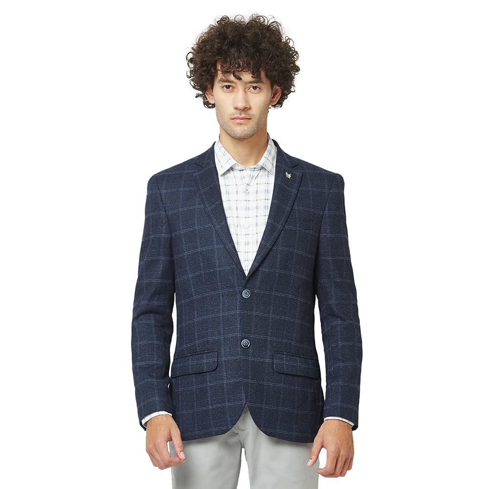 crimsoune club Mens Navy Blue Checkered Blazer-picture-23