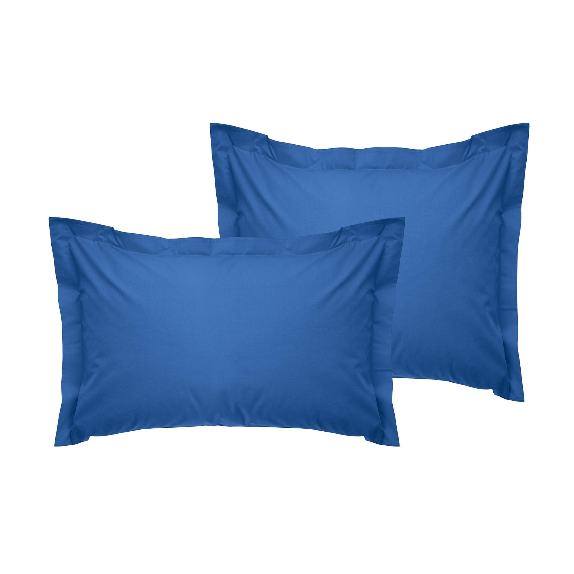 Premium Oxford Pillowcase Set (2 Pieces), 80 x 80 + 5 cm, 100% Cotton Ranforce, 155 Thread Count, Envelope Closure, Machine Washable at 30°C, Elegant Blue