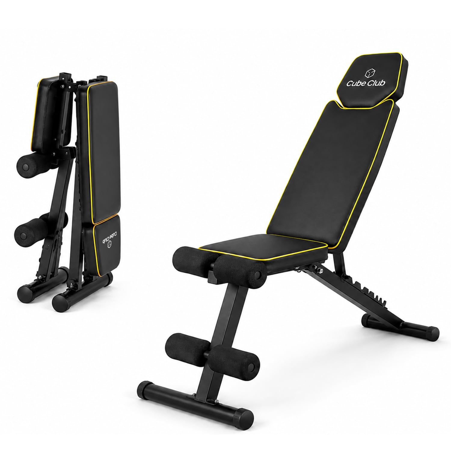 the cube club neo heavy duty foldable gym bench multipurpose full body workout weight bench press for men & women|multilevel incline and decline exercise strength training fitness bench, 130 kg