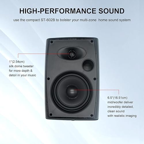 Miniatura 3 de STUDIOFINIX Altavoces para exteriores de 6.5 pulgadas, 400 W, con cable, impermeables, pasivos con graves potentes, altavoces de montaje en pared