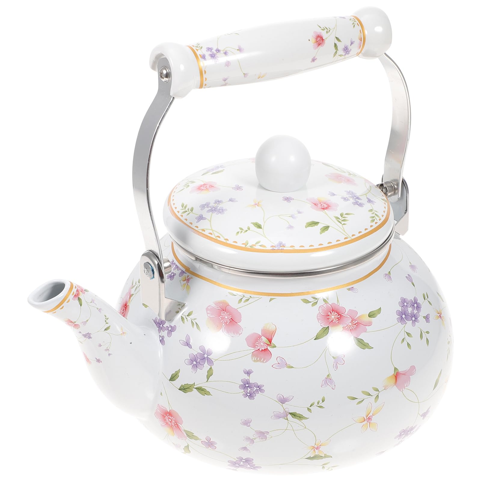 SBCGFY Enamel Tea Kettle 2.5L Vintage Floral Teakettle For Stovetop, Colorful Water Tea Kettle, Enamel On Steel Teapot With Filter And Cool Touch Stovetop Tea Kettle For Hot Water
