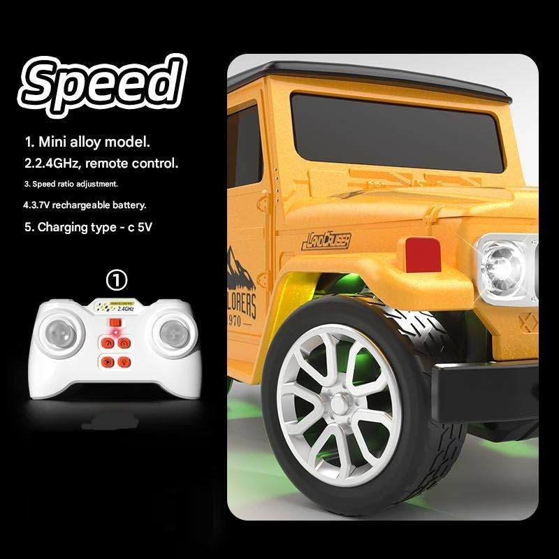 Image of Bestie toys Remote Control Small Car, 1:64 Scale Off-Road RC Car, USB Rechargeable 2.4GHZ Three Speed Indoor Alloy Vehicle for Kids (Toyata Jeep (App Control))