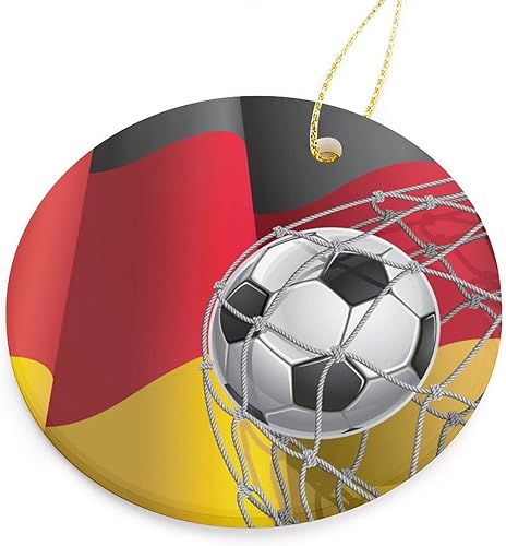 Miniatura 6 de Portería de fútbol y bandera alemana adorno de cerámica de Navidad decoración de Navidad para árbol de Navidad fiesta en casa