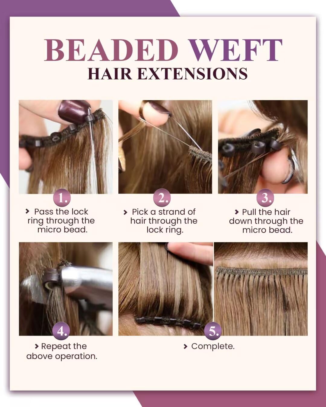 Amazon.com : LaaVoo Beaded Weft Hair Extensions Human Hair  display picture 1
