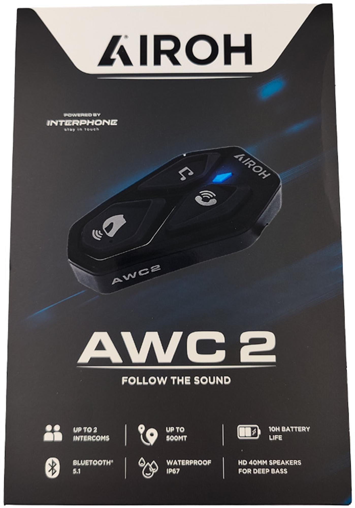 AIROH Auriculares Bluetooth inalámbricos con Sistema Communication AWC2