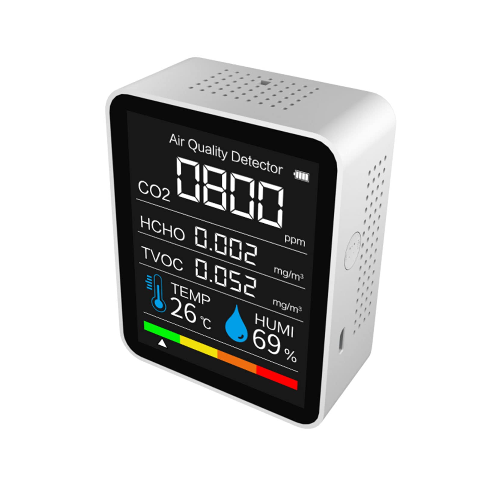 Indoor Air Quality Monitor For PM2.5/PM10/PM1.0 Formaldehyde/HCHO TVOC Multifunctional Air Detector Temp Humidity Air Quality Monitor Indoor Air Quality Monitor Co2 Pm2.5