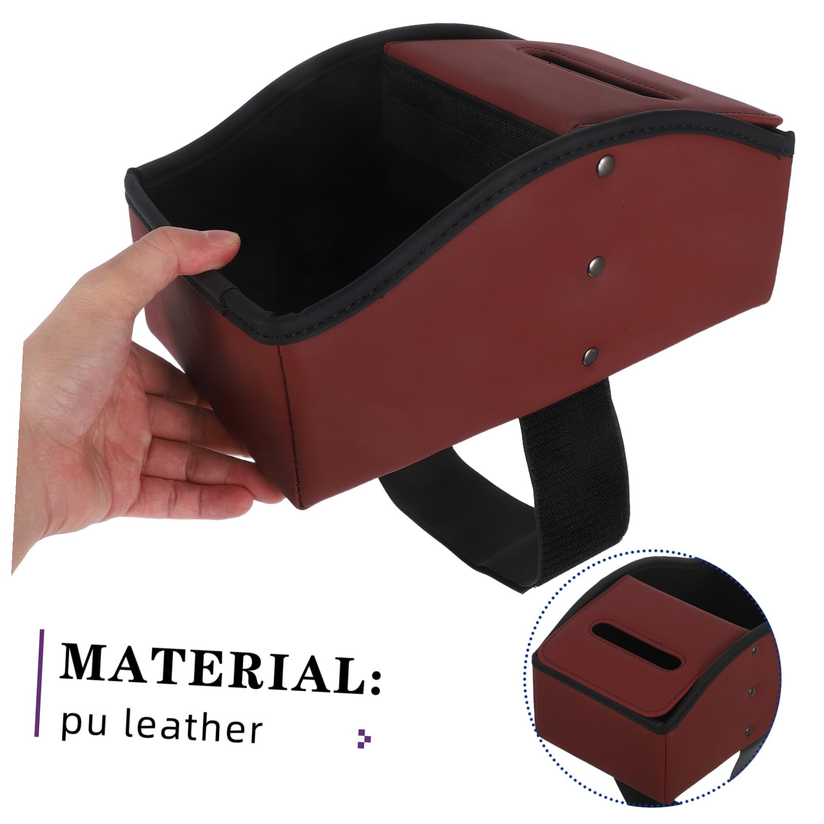 Scatola Porta Fazzoletti per Auto in PU Organizer Bracciolo Posteriore per Consolle Centrale Supporto per Tissues e Piccoli Oggetti Custodia Rosso Elegante e Pratica