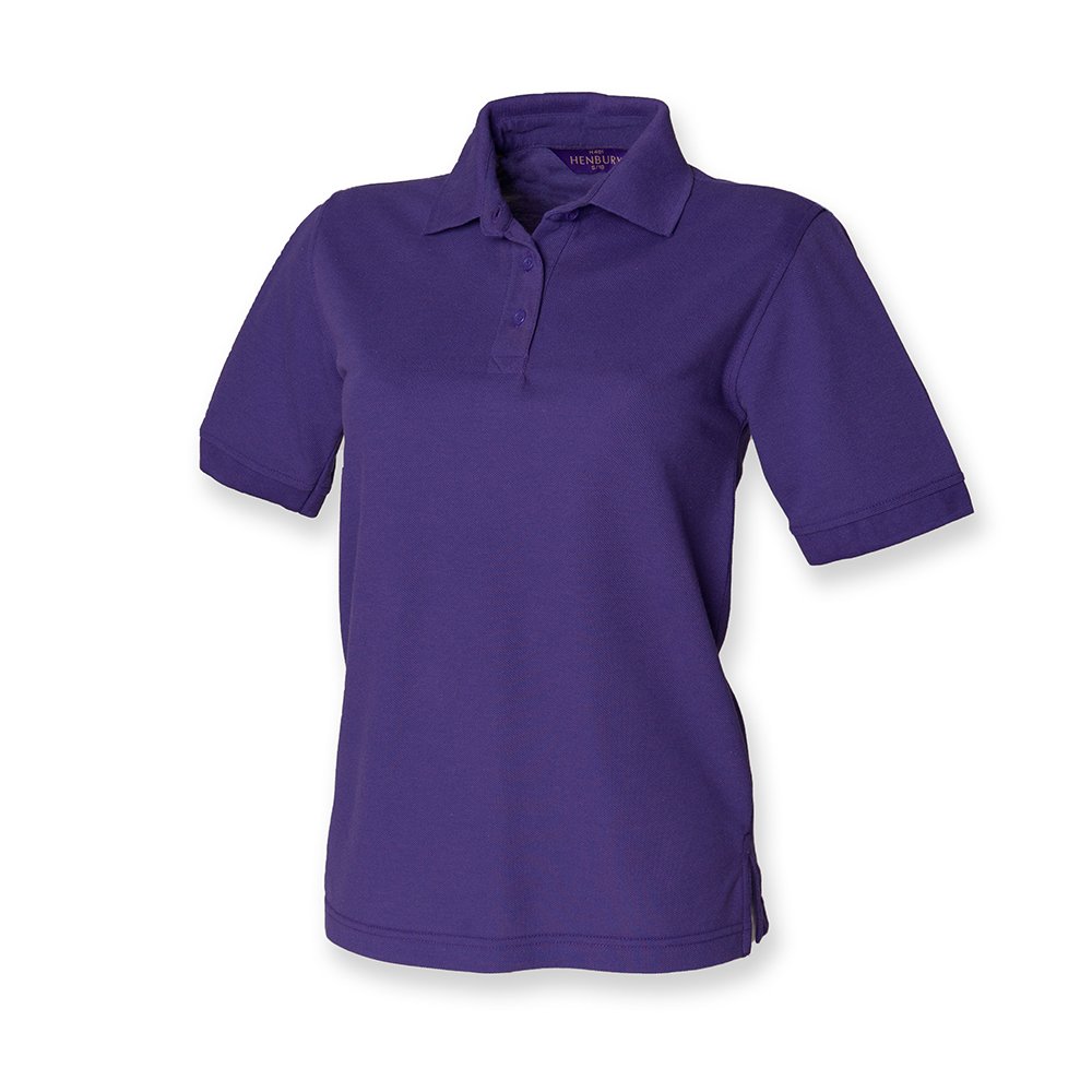 Henbury Ladies Pique Polo Shirt : Color - Purple : Size - 14