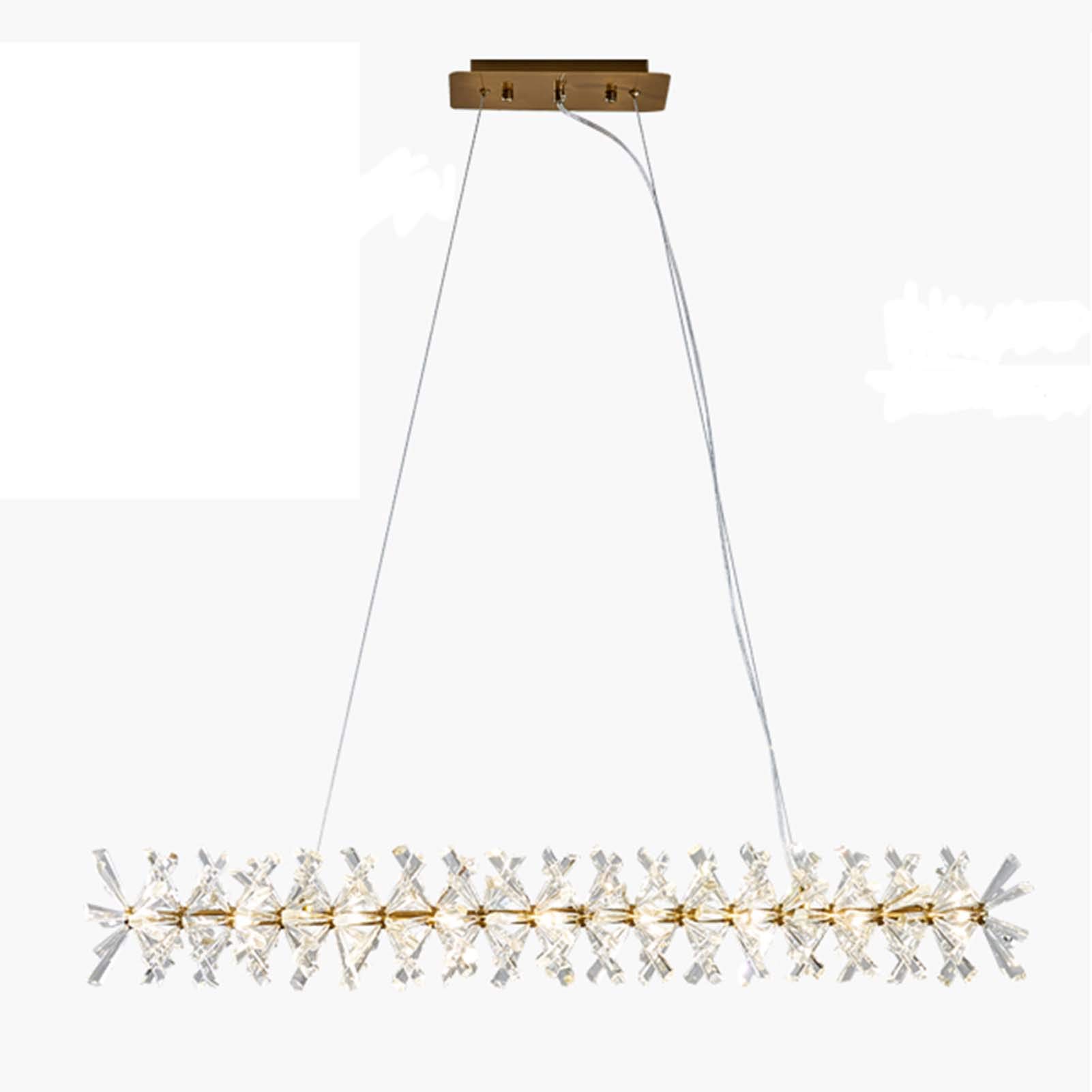 Lustre en cristal moderne G4 en cuivre de 100 cm pour grand salon chic