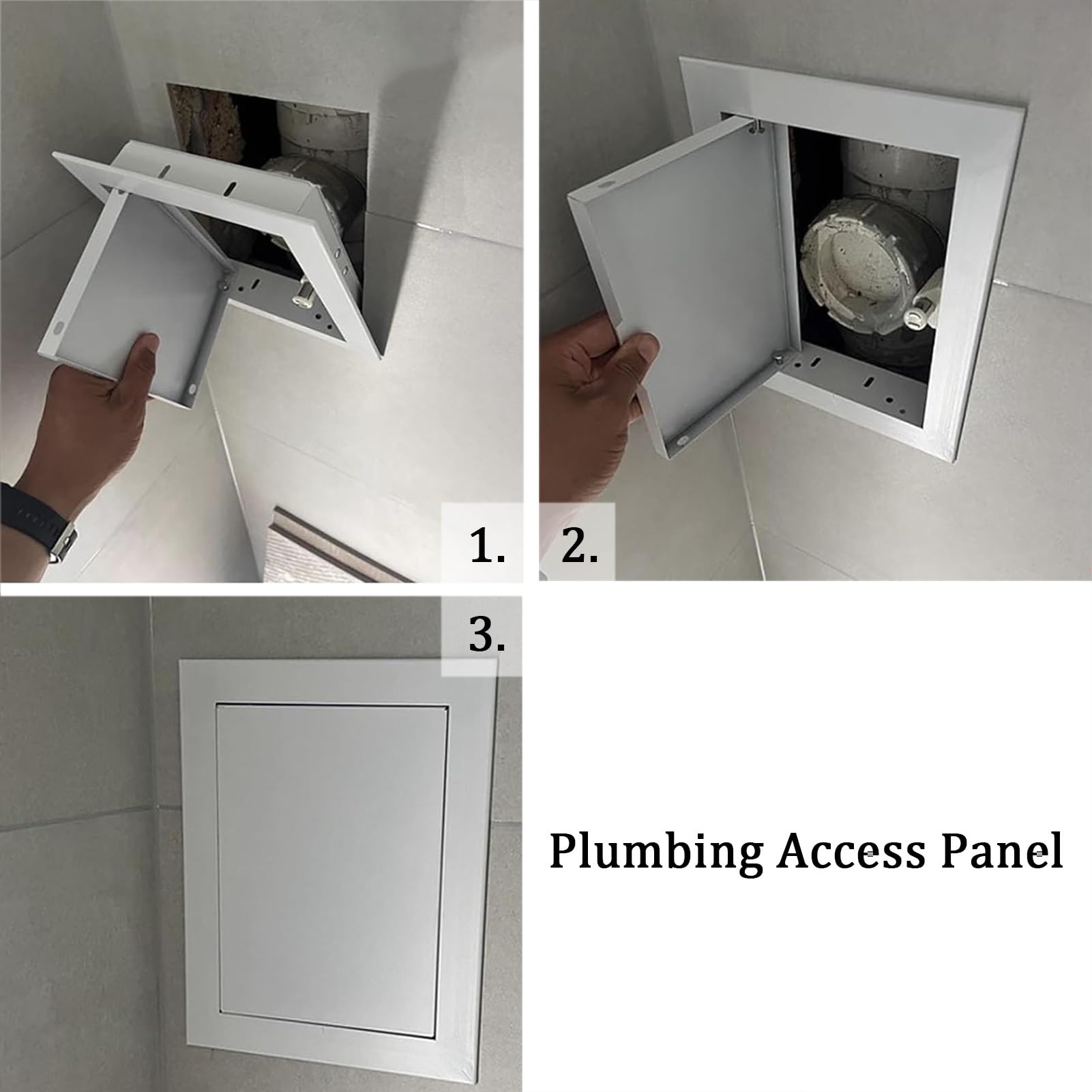Aluminiowy panel dostępu do drzwi sufitowych i ściennych, 40 x 40 cm, magnetyczny zamek inspekcyjny, trwała rama z płyt kartonowo-gipsowych, do wentylacji i instalacji wodno-kanalizacyjnych
