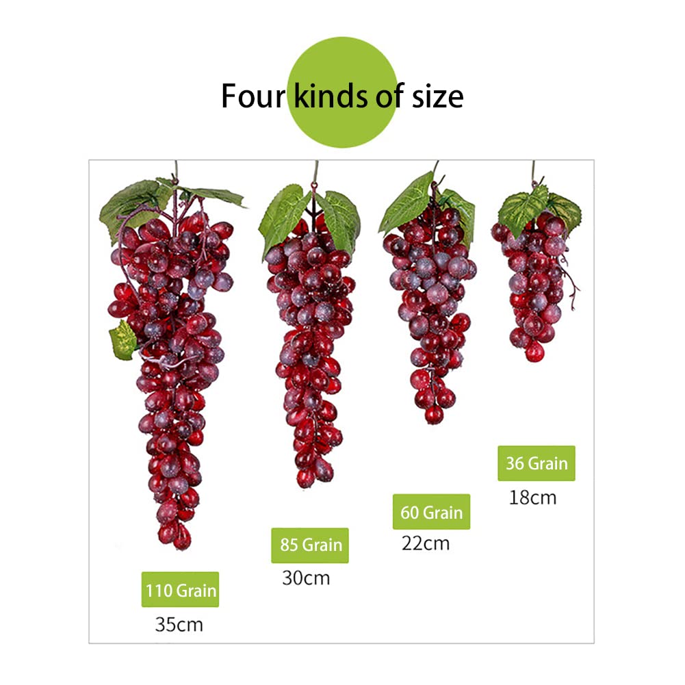 1 Bunches Artificial Grapes with Leaves, Lifelike Simulation Fake Grapes Decorative Grapes for Wedding Home Kitchen Party Wall Decoration