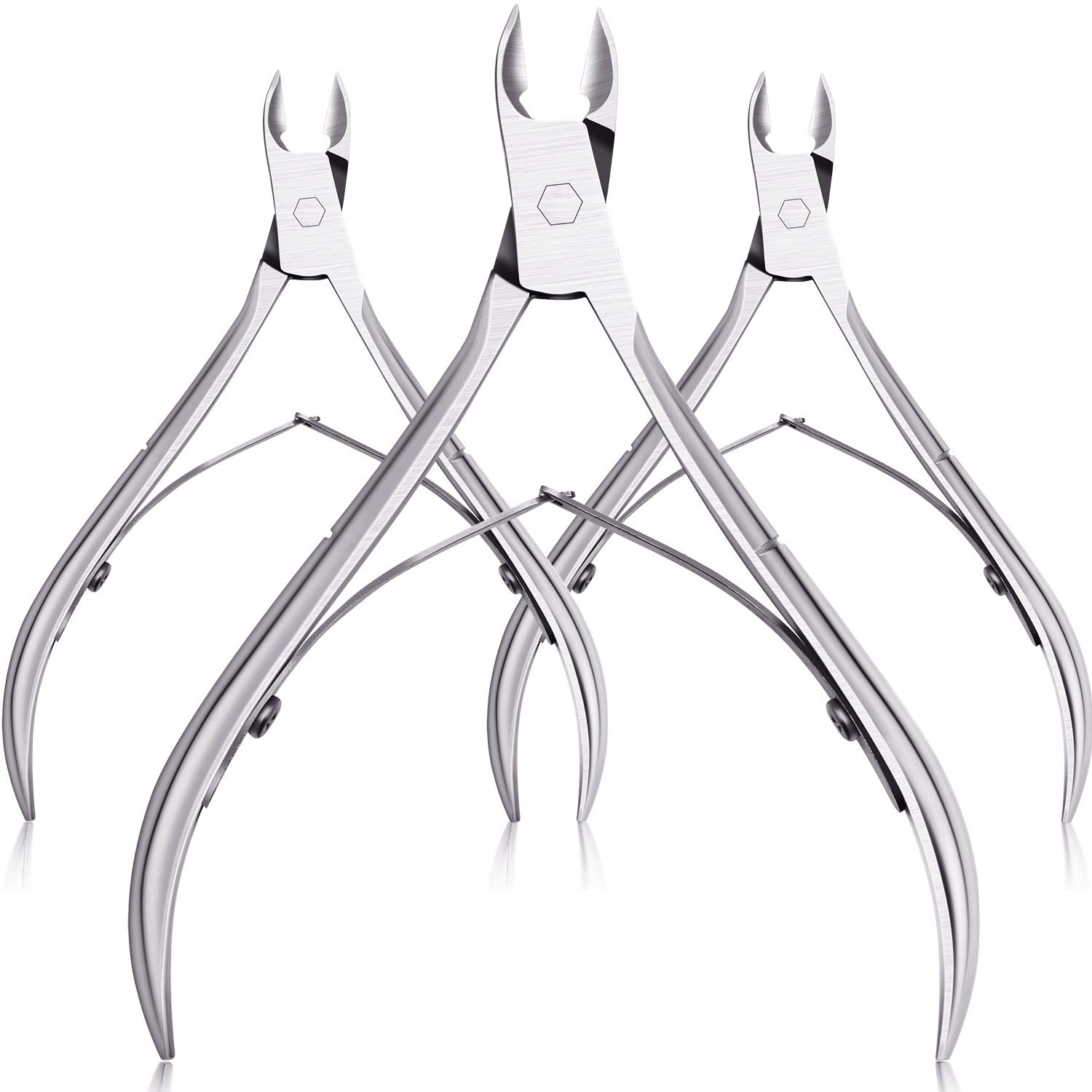 Mudder 3 Packs Cuticle Nippers Cutter Tool Stainless Steel Nail Cuticle Trimmer Remover with Pointed Blade Scissors Pedicure Manicure Tool for Fingernails Nails Care and Toenails(Silver) Mudder 3 Packs Cuticle Nippers Cutter Tool Stainless Steel Nail Cuticle Trimmer Remover with Pointed Blade Scissors Pedicure Manicure Tool for Fingernails Nails Care and Toenails(Silver)