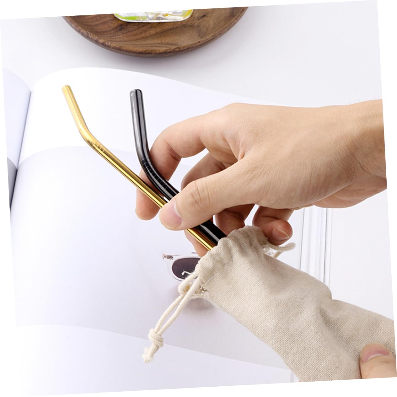 OKUMEYR 10pcs Cotton and Linen Cutlery Bags Drawstring Tableware Pouches for Chopsticks Spoons and Forks Travel-friendly Storage for Personal Utensils