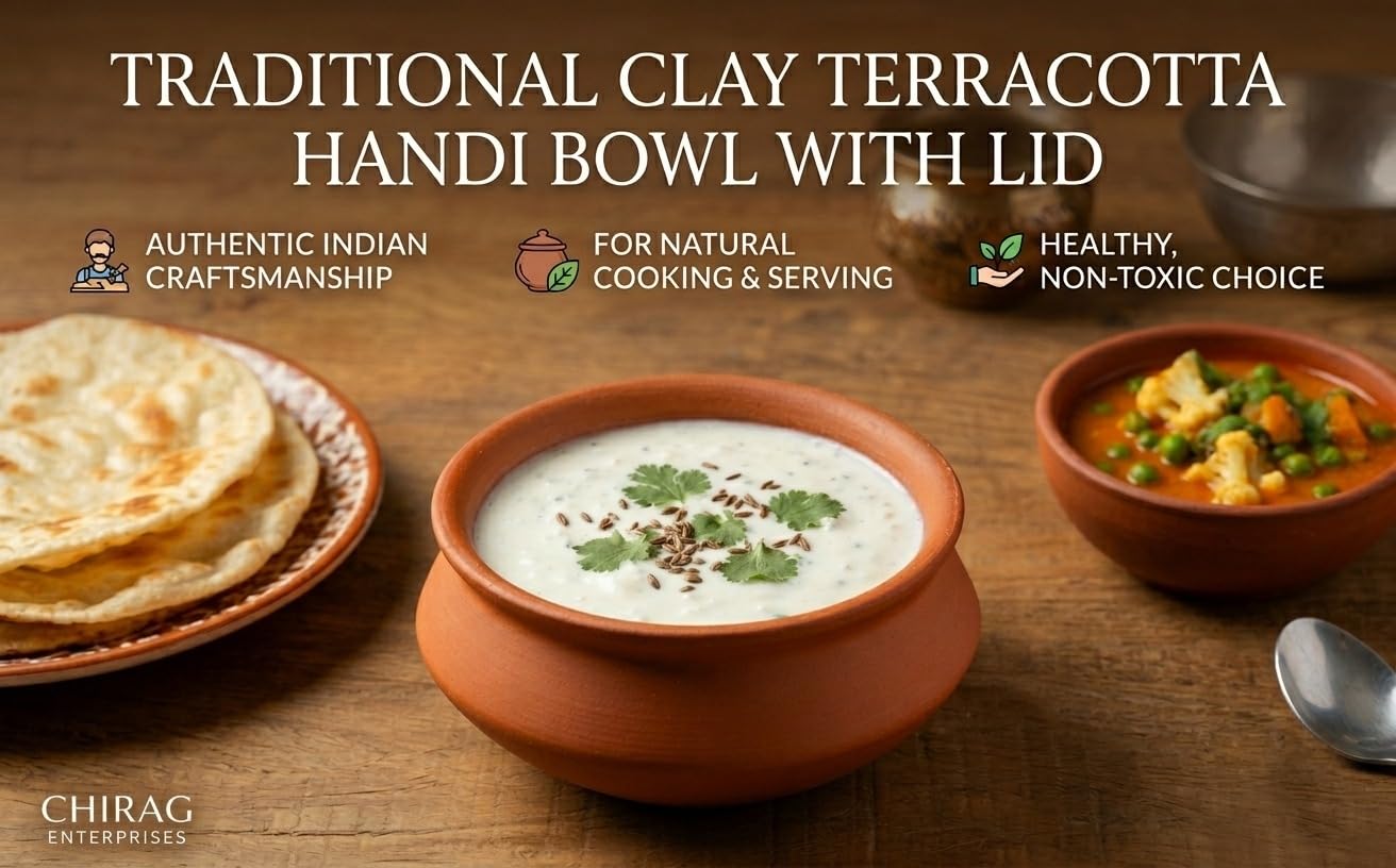 Organic Clay Dahi Handi - Traditional Indian Pot -2