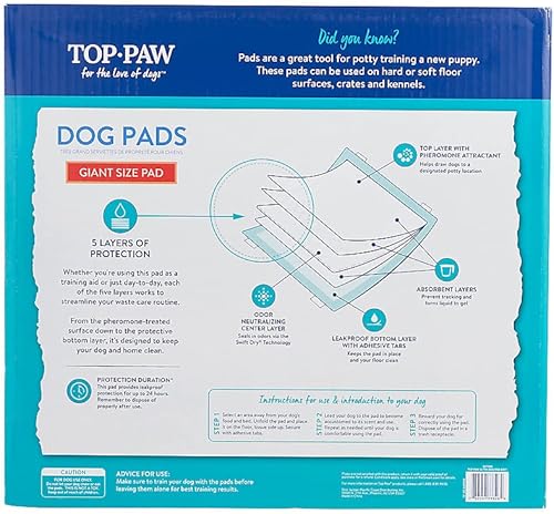 Miniatura 2 de TOP PAW Almohadillas ultra gigantes para cachorros, 5 capas de protección contra fugas  50 unidades