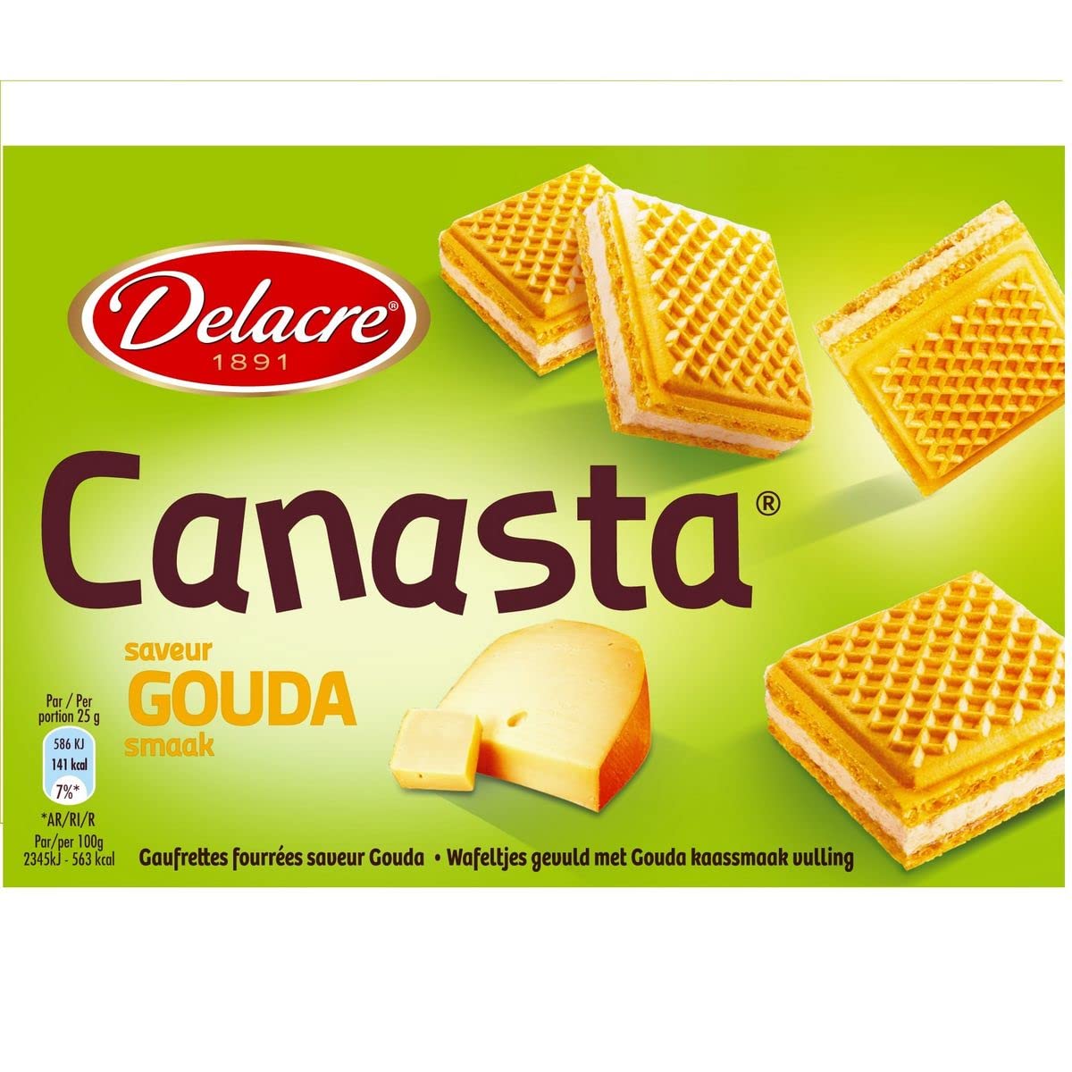 Lot de 3 unités *** DELACRE Canasta gaufrettes fourrées au gouda 75g