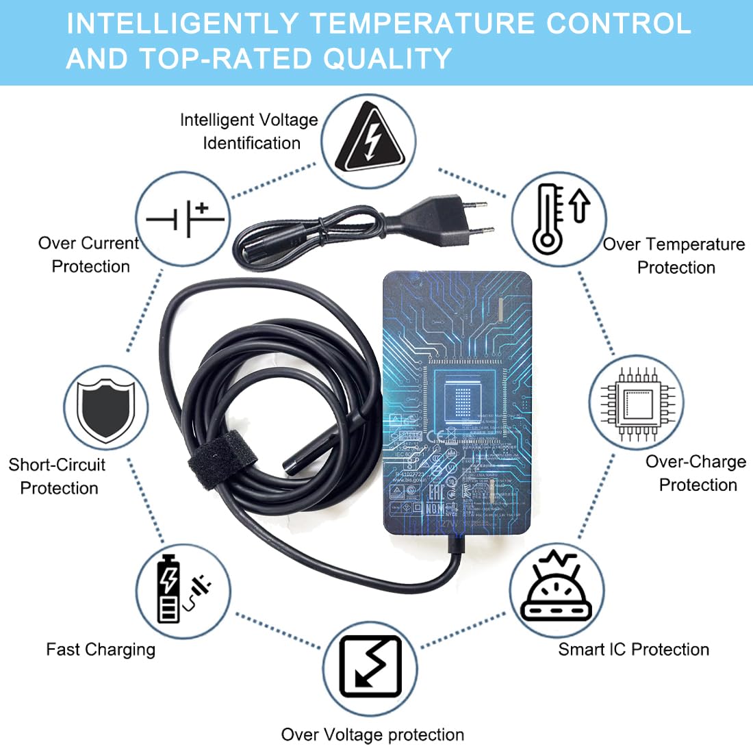 XITAIAN 127W 15V 8A 1932 Adapter Netzteil Ladegerät Ladekabel Ersatz für Microsoft Surface Pro 11/10/9/8/7+/7/6/5/4/3/X, Surface Laptop 7/6/5/4/3, Surface Book 2/3, Surface Laptop Studio 2/1