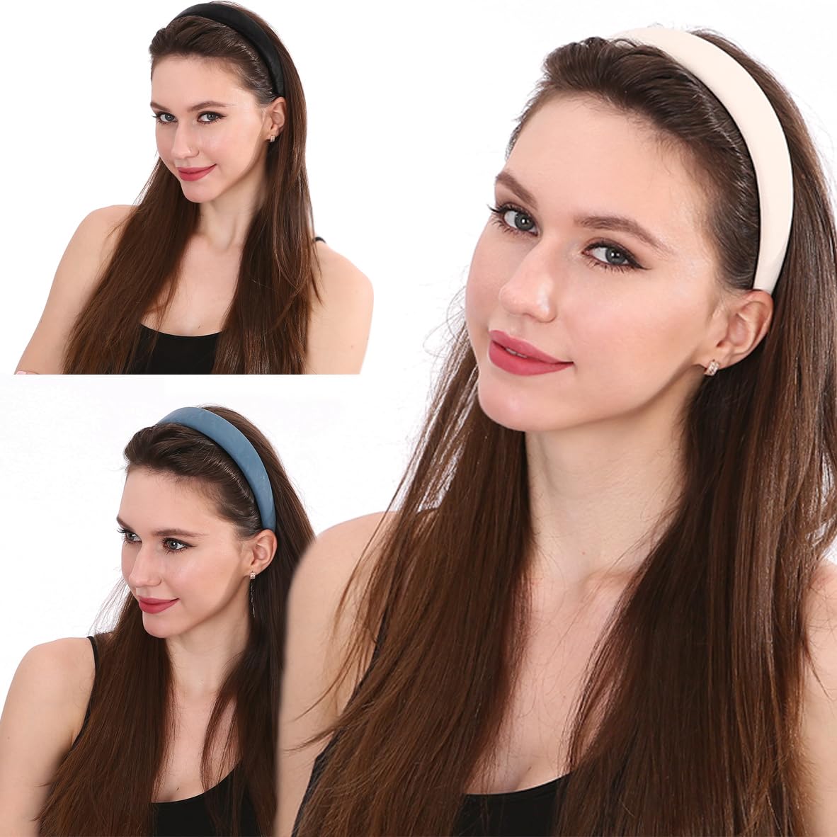 PSOWQ 3 pezzi Fasce per Capelli per Bambine,Fascia per Capelli Invernale Lavorata a Maglia da Donna,Fascia Elastica per Capelli,Fascia per Capelli da Donna Versatile Autunno e Inverno - 3 colori