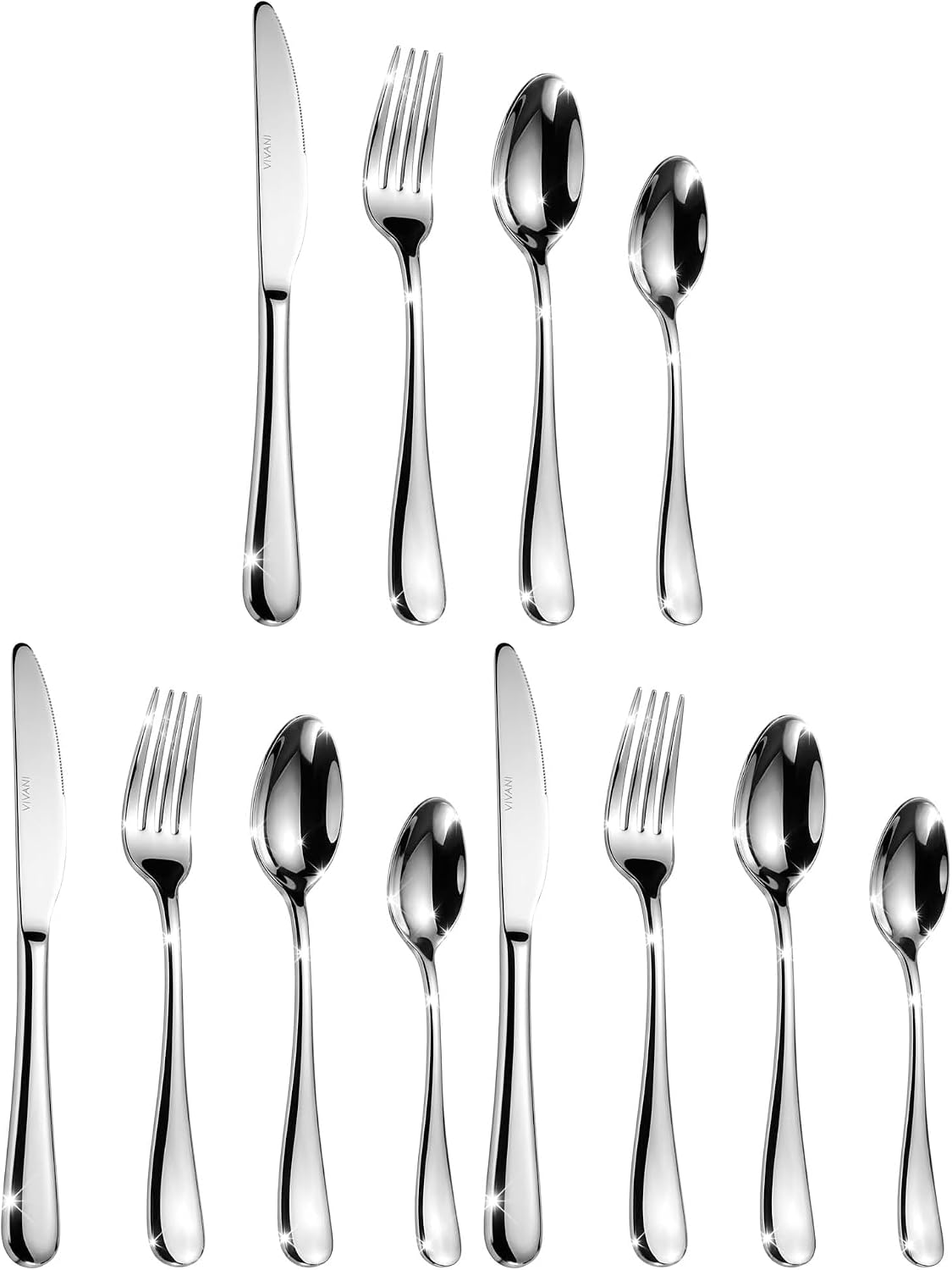 VIVANI 16 Piece Silverware Set for 4, Premium Stainless Steel Cutlery Set (Pack of 3)