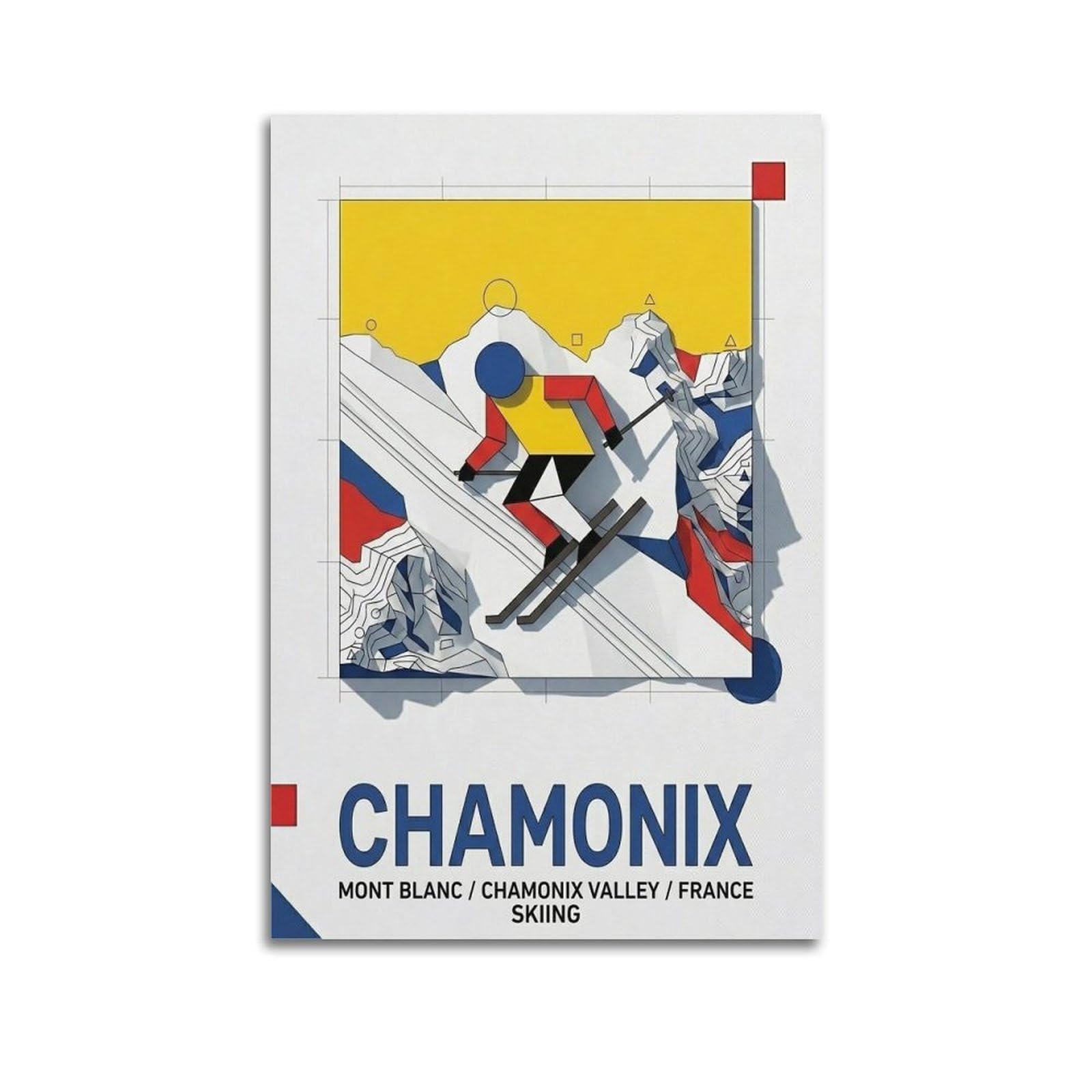 OKAHYS Sport Travel Poster France Chamonix Skiing Modern Decorative Canvas Prints - Ideal Wall Art for Family, Man Cave, Game Room, Boys & Girls Bedroom 12x18inch(30x45cm)