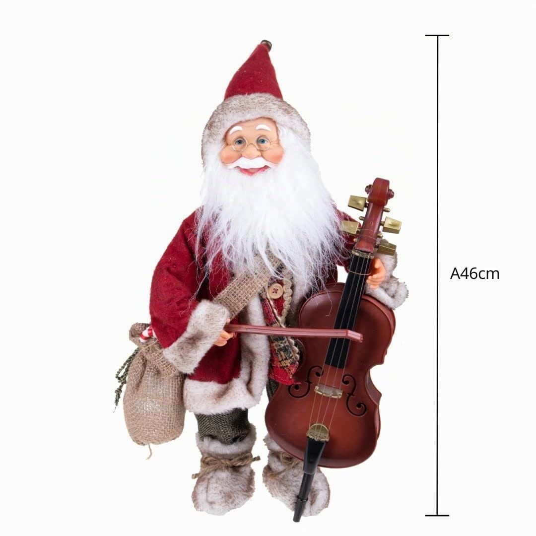 Magie di Natale Babbo Natale che si muove movimento con musica, barba folta e bianca, vestito e cappello (Contrabbasso, 46 cm)