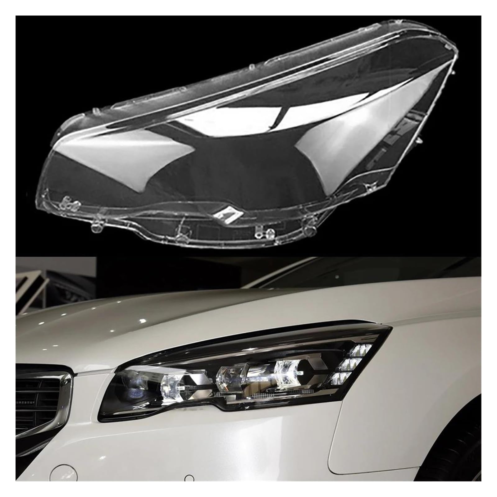 Coche Lámpara Cubierta Para Peugeot 508 2015 2016 2017 Carcasa Faro Plexiglás Pantalla Lámpara Transparente Cubierta Faro Delantero Pantalla Lámpara(B,Izquierda)