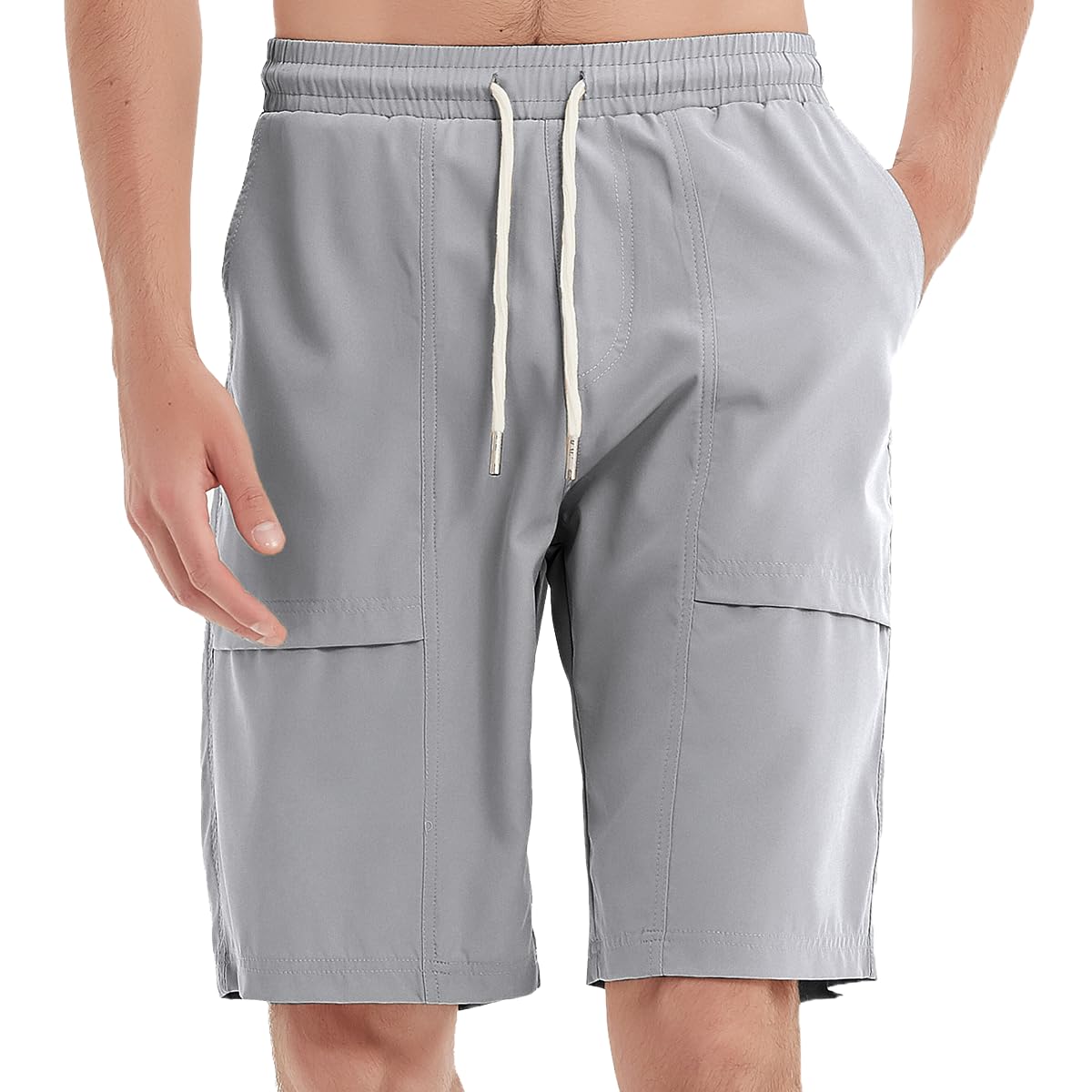 Msmsse Men's Hiking Shorts Quick Dry Drawstring Sports Workout Casual Tan Shorts for Men