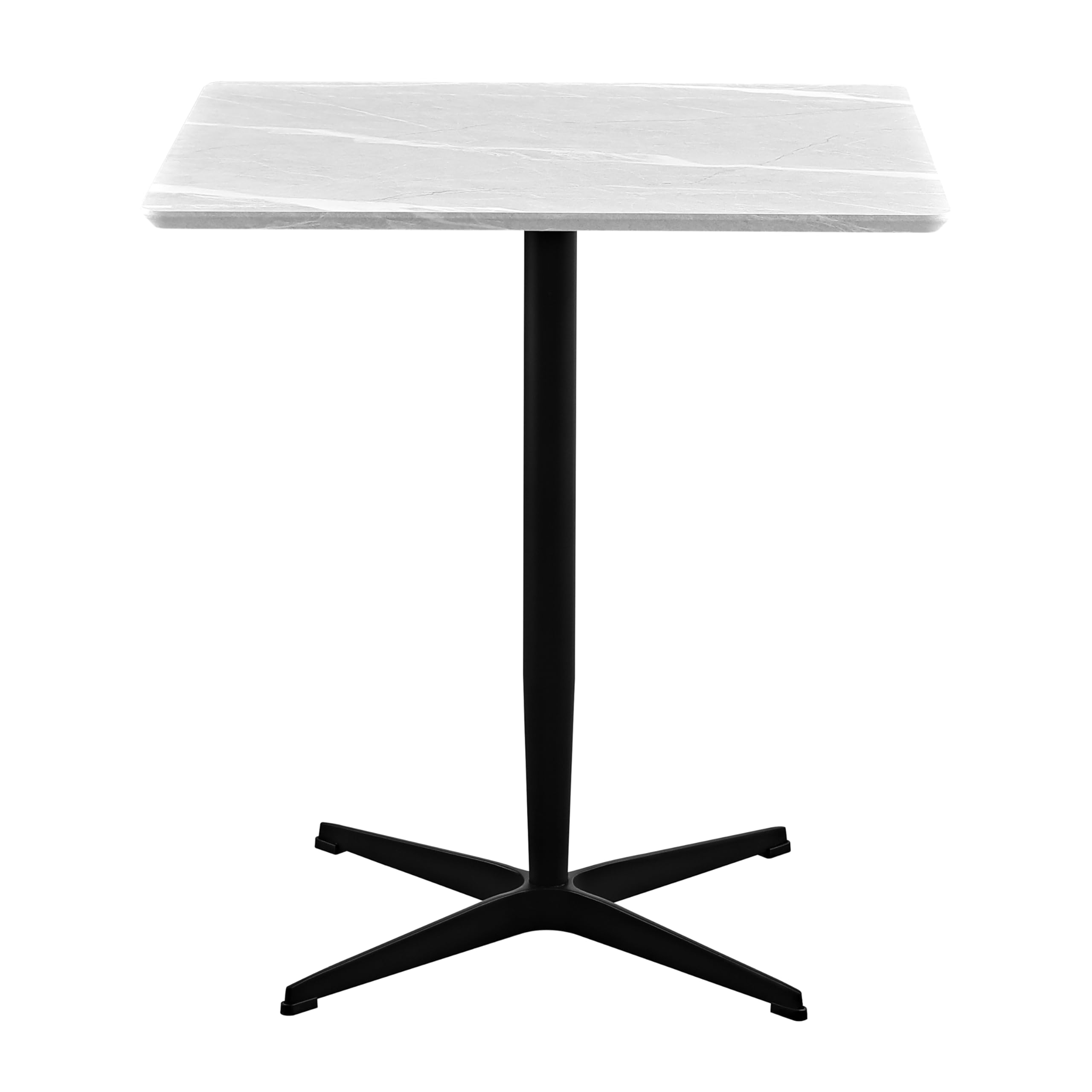 Brigros WeHome - Tavolo Bar 70x70 cm Moderno in Legno MDF 18mm, Tavolo da Esterno con Gamba a Colonna e Base a Stella, Tavolo Quadrato per Ristoranti e Bistrot, Effetto Marmo Grigio Chiaro