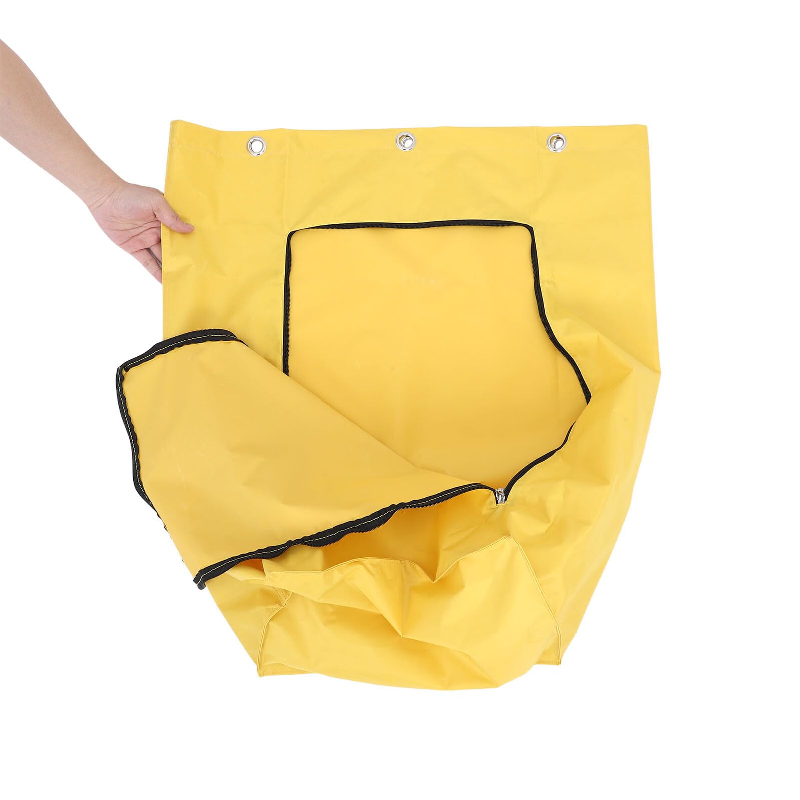 Bolsa Grande para Carrito de Limpieza de Lona Oxford Amarilla | Cremallera Frontal y Ojales, Repuesto para Carro, Uso Comercial de Recogida de Ropa o Residuos