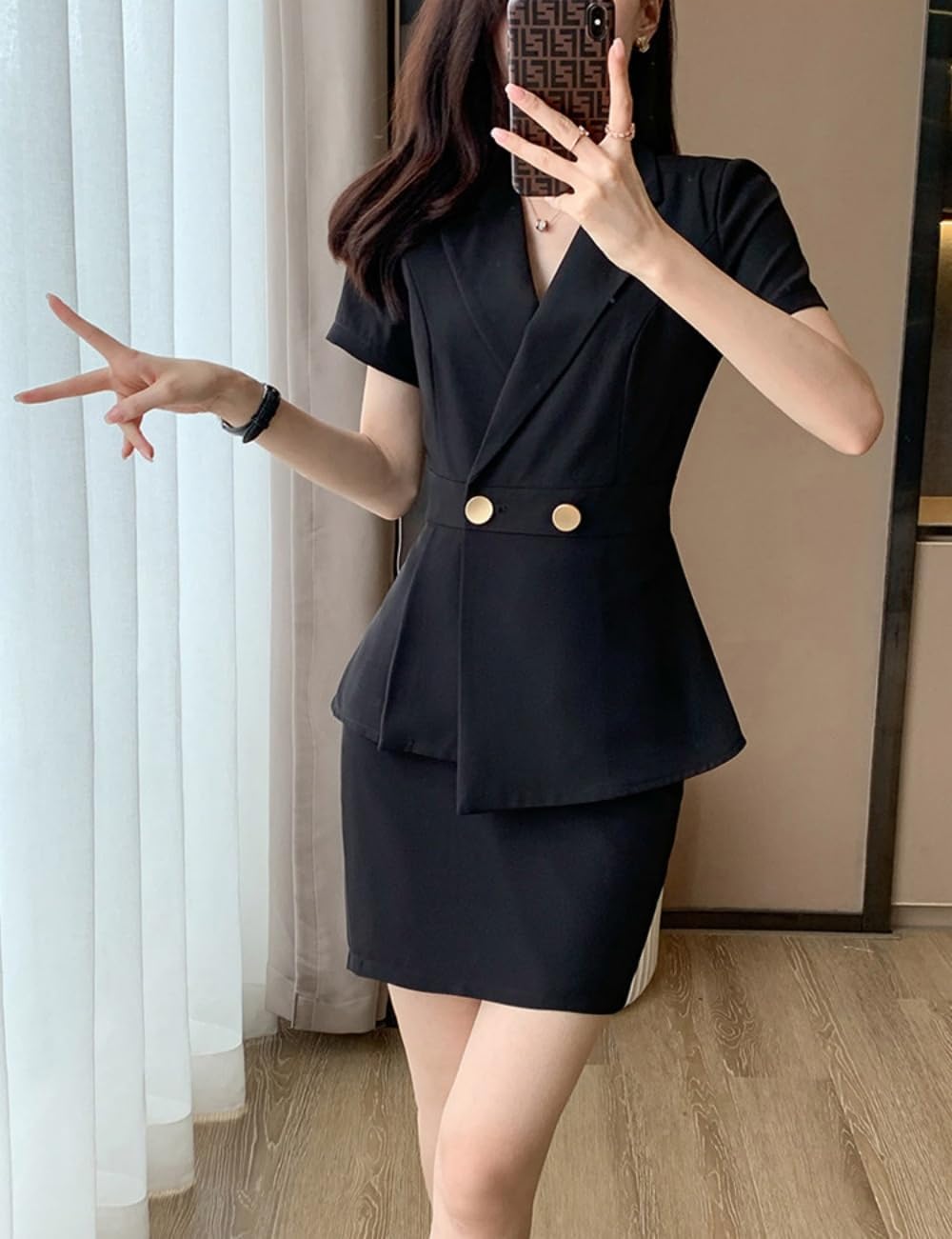 Women's Summer 2 Piece 2026 Professional Skirt Sets Short Sleeve Blazer Vest and Pencil Skirt Business Casual Outfits