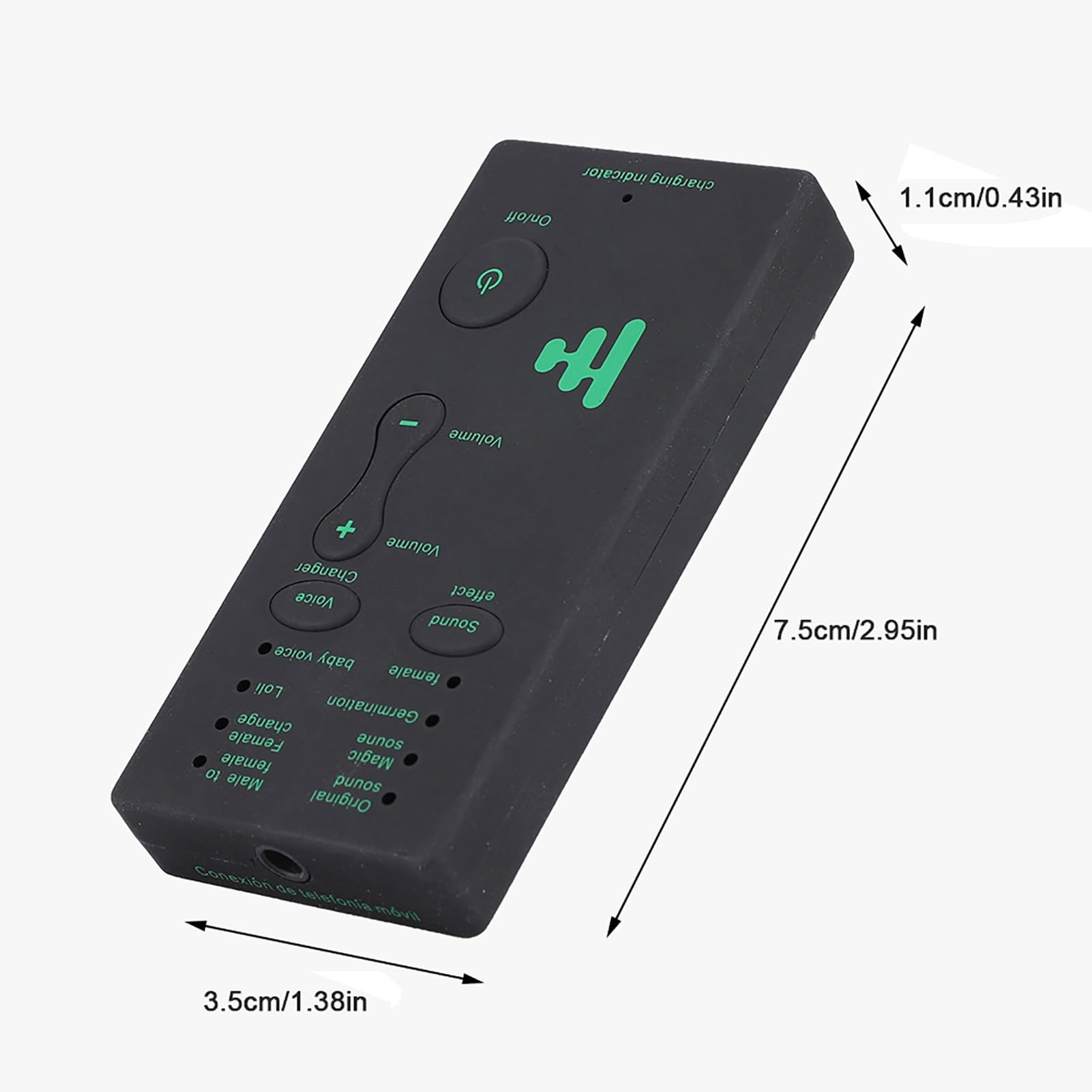 Cambiador de Voz Portátil, Mini 4 Efectos de Sonido Dispositivo Cambiador de Voz para Teléfono Disfraz de Voz, Máquina de Efectos de Sonido para PC de Teléfono Móvil, Versión en Inglés