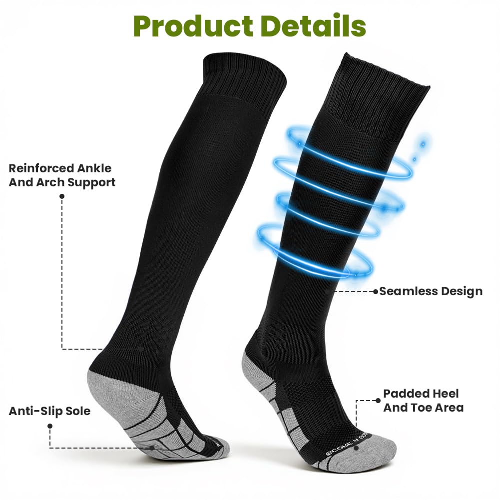 DiULi Calcetines de Futbol 2 Pares Medias Futbol Rojo y Azul Antipresion Compresion Socks Largos Deportivos