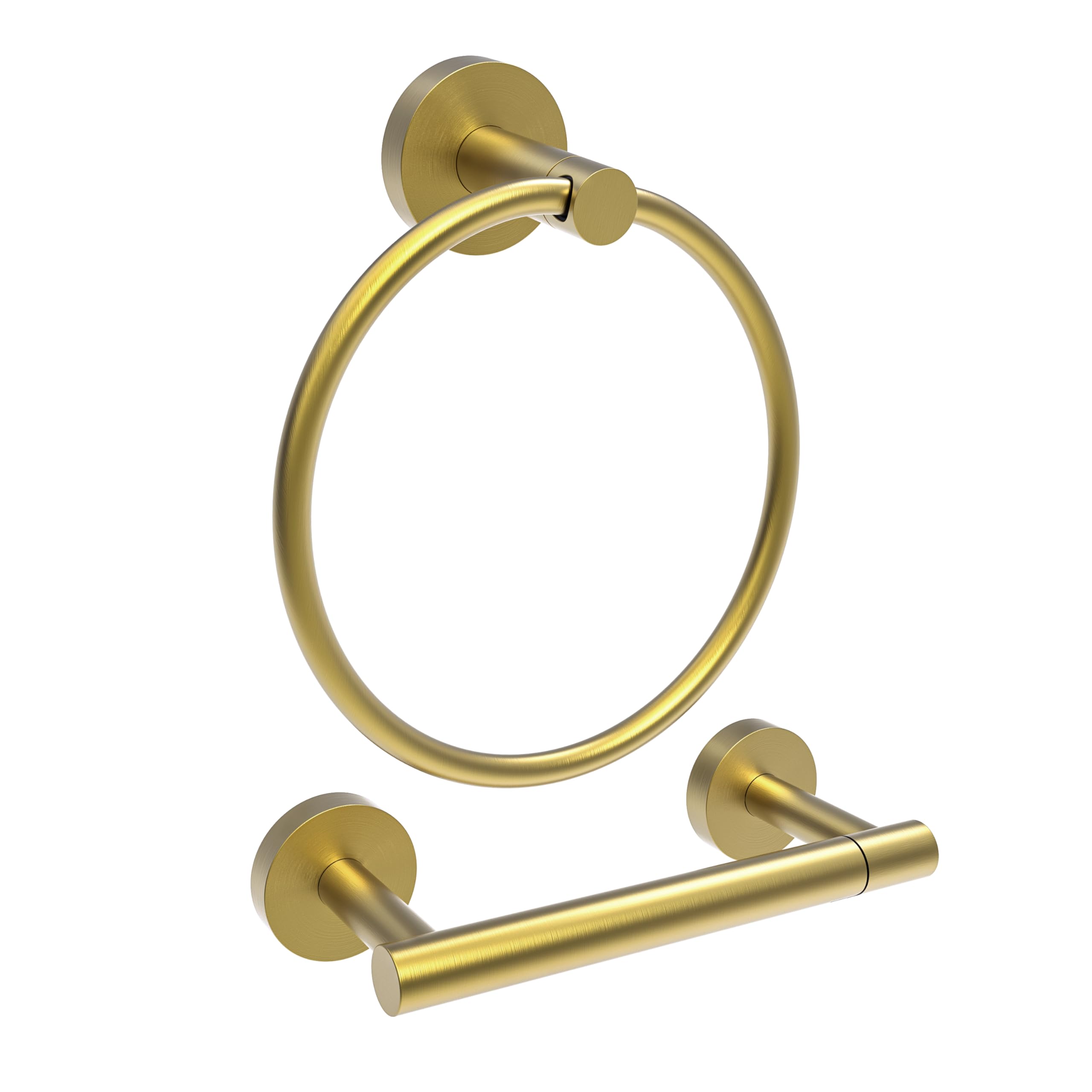 RARXTR Gold Toilet Paper Holder & Towel Ring SUS304 Stainless Steel 2pc Bathroom Hardware Set with Double Post Pivoting Toilet Paper Roll Holder Wall Mount & Bathroom Towel Holder Set