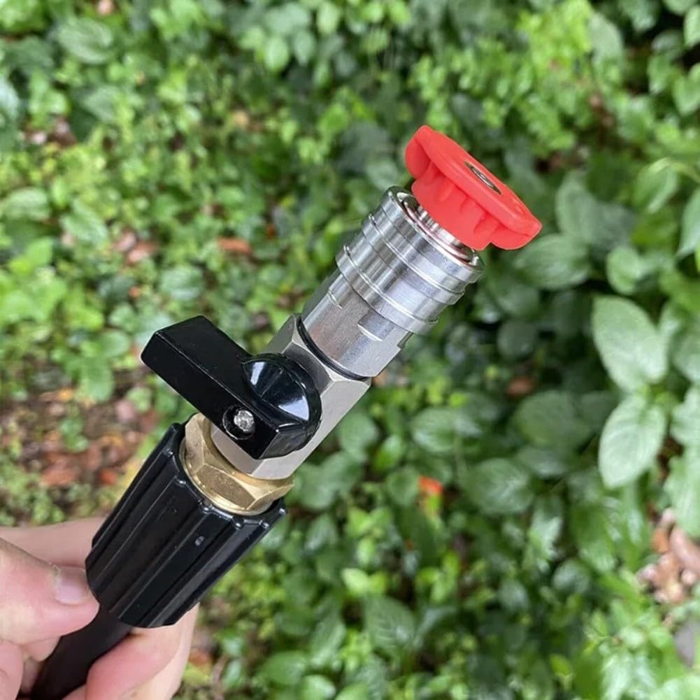 Válvula de bola para lavadora de alta presión con conector rápido e interruptor de encendido/apagado, 4500 PSI, construcción de latón de acero inoxidable, para modelos Kaichi