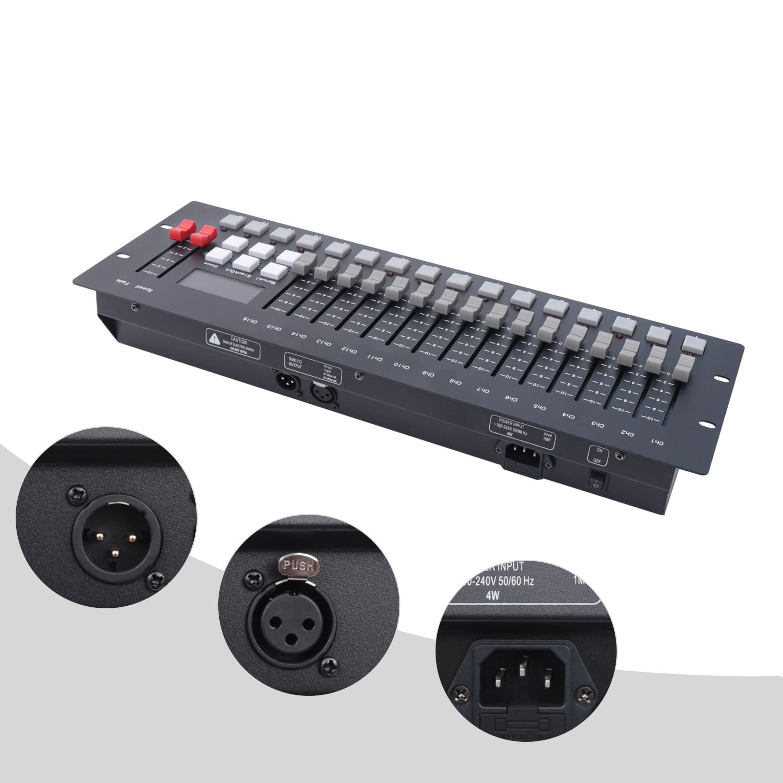 12W DMX Controller, DMX 256 Konsole für Bühnenbeleuchtung, 256CH Kanäle Konsole 99 Szenen für 3 Pin XRL, DMX-Lichtpult Party, DJ Disco Moving Head Licht Bühnen Lampe Operator Ausrüstung, Schwarz